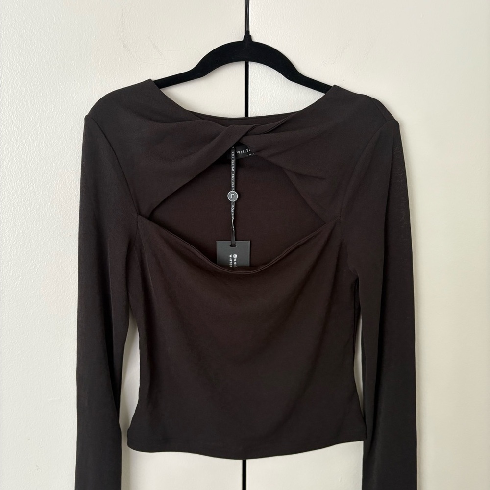 White Fox Boutique Black Long Sleeve Cut Out Top